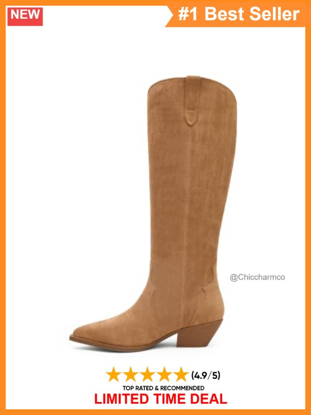 Suede Knee-High Boots Pointed Toe Block Heel Women's Casual
